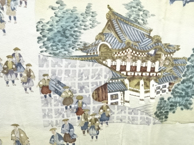 JAPANESE KIMONO / ANTIQUE MENS JUBAN / DAIMYO GYORETSU PATTERN CASTLE